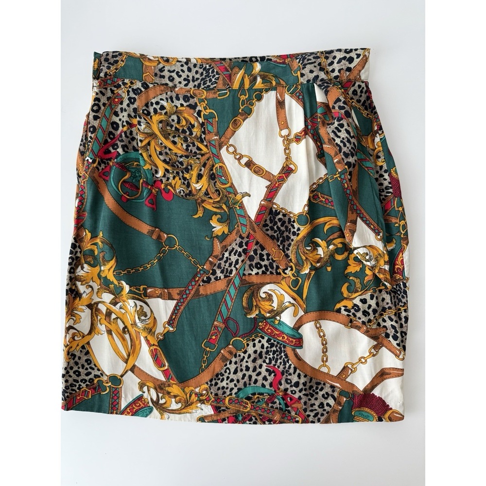 Vintage 90s Bit And Bridle Wrap Mini Skirt Womens Medium Equestrian Western - Picture 7 of 7